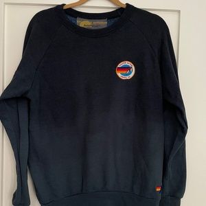Aviator Nation Size Small Ombre Teal Navy Blue Sweatshirt Classic Venice, CA